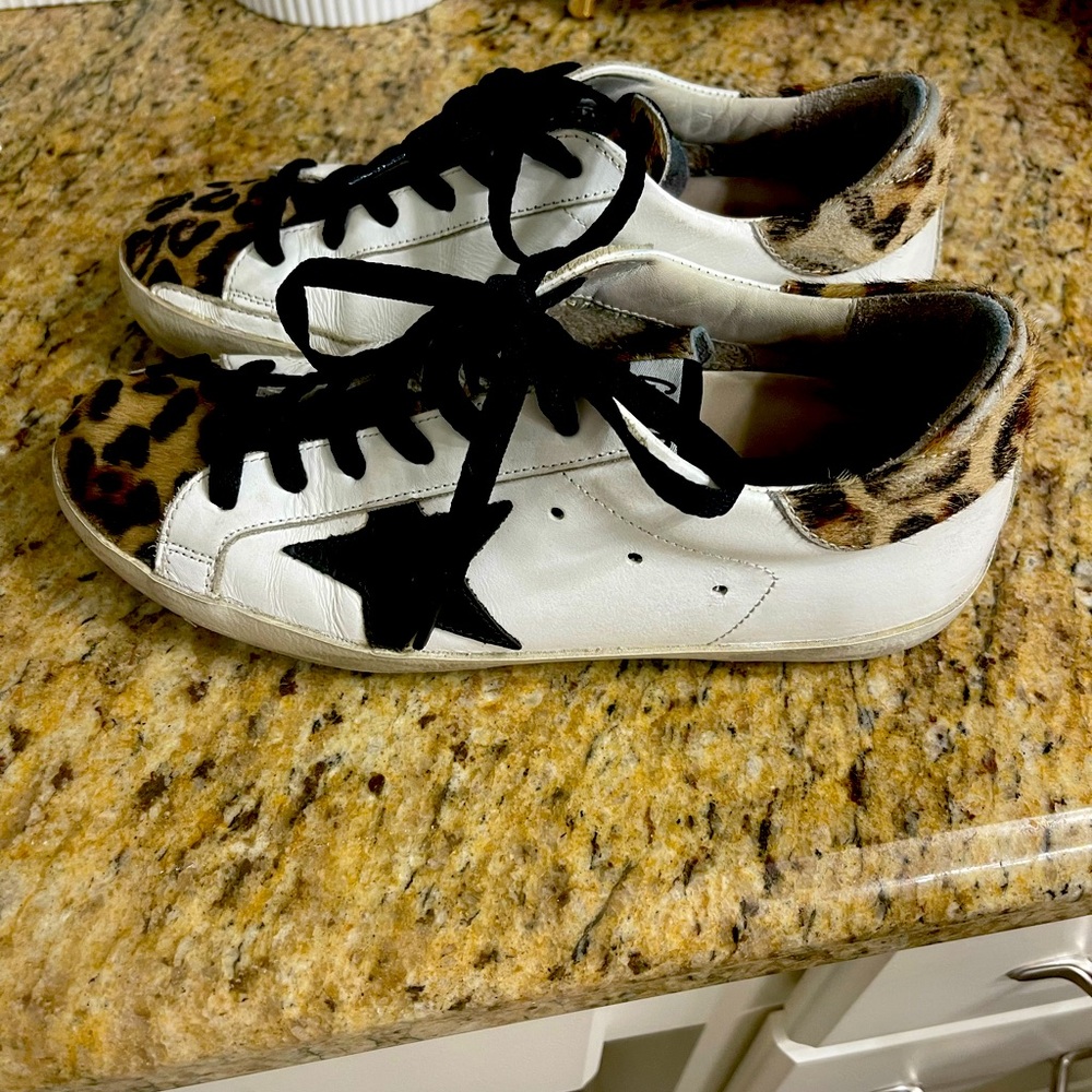 Barely Worn Leopard Golden Goose Shoes